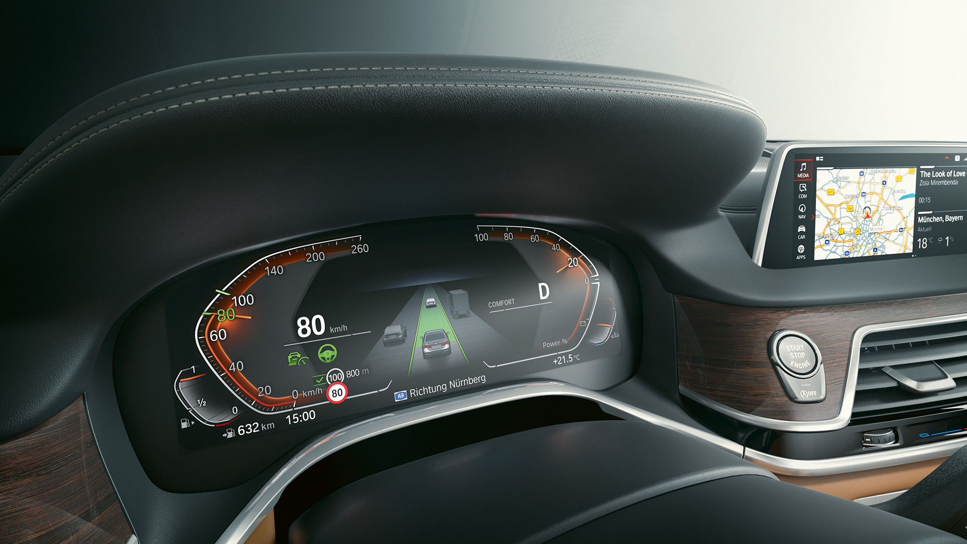 BMW 7 Series Sedan: close-up of the BMW Live Cockpit Professional