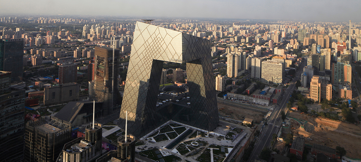 Rem Koolhaas: China Central Television Headquarters in side top view